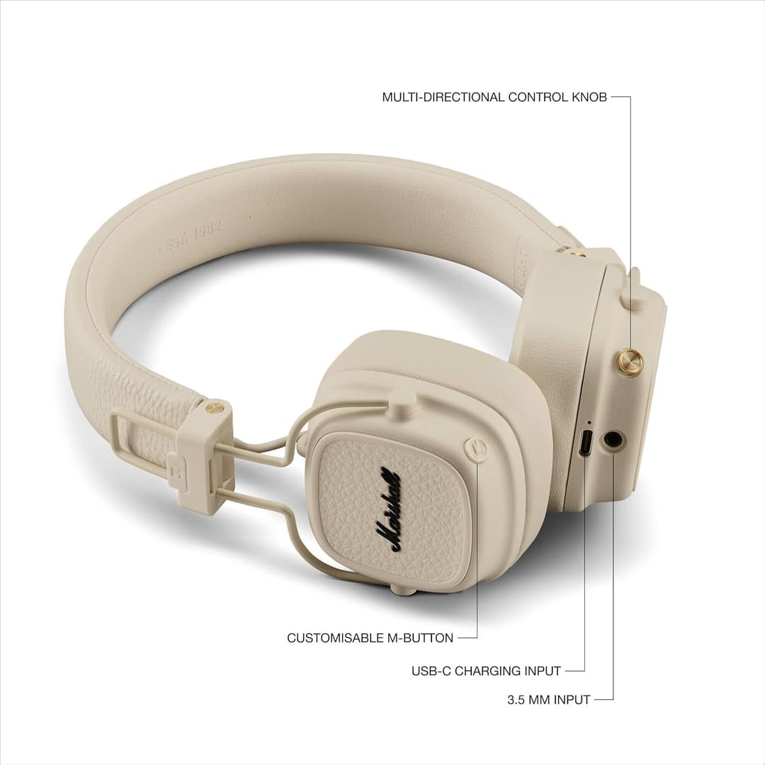 Marshall Major V Wireless Headphones Cream - Image 6