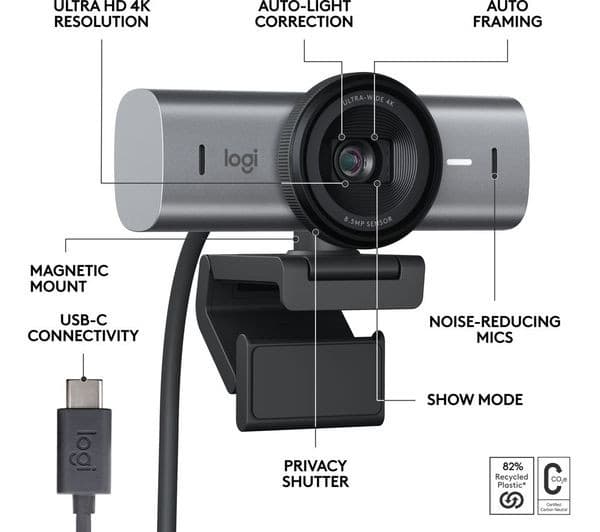 Logitech MX Brio 4K Webcam Graphite - Image 7