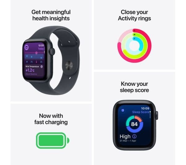 Apple Watch SE 3 Smartwatch 40mm Midnight Aluminium Midnight Sport Band S/M - Image 3