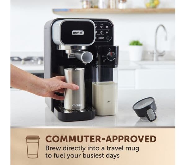 Breville Prima Latte Luxe VCF166 Coffee Machine Black & Silver - Image 5