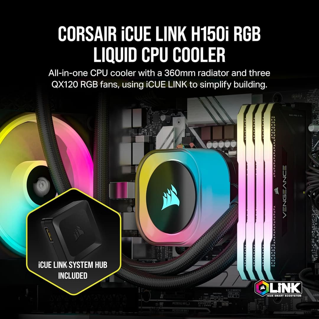 CORSAIR iCUE Link H150I RGB - processor liquid cooling system - Image 2