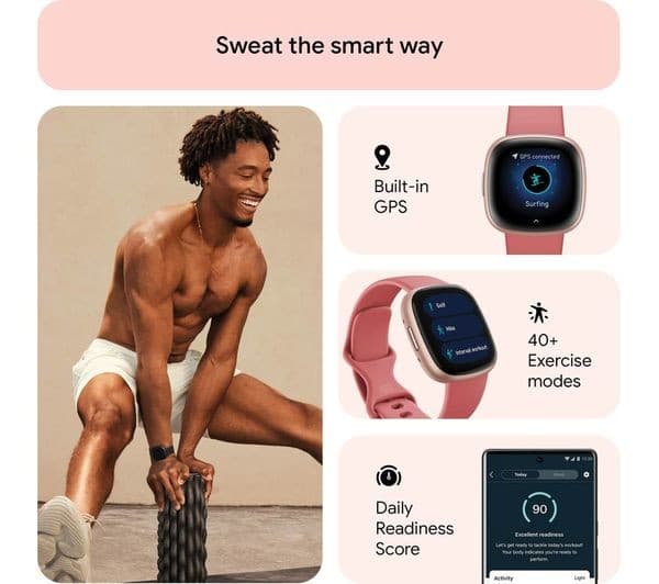 Fitbit Versa 4 Smartwatch Pink Sand - Image 6