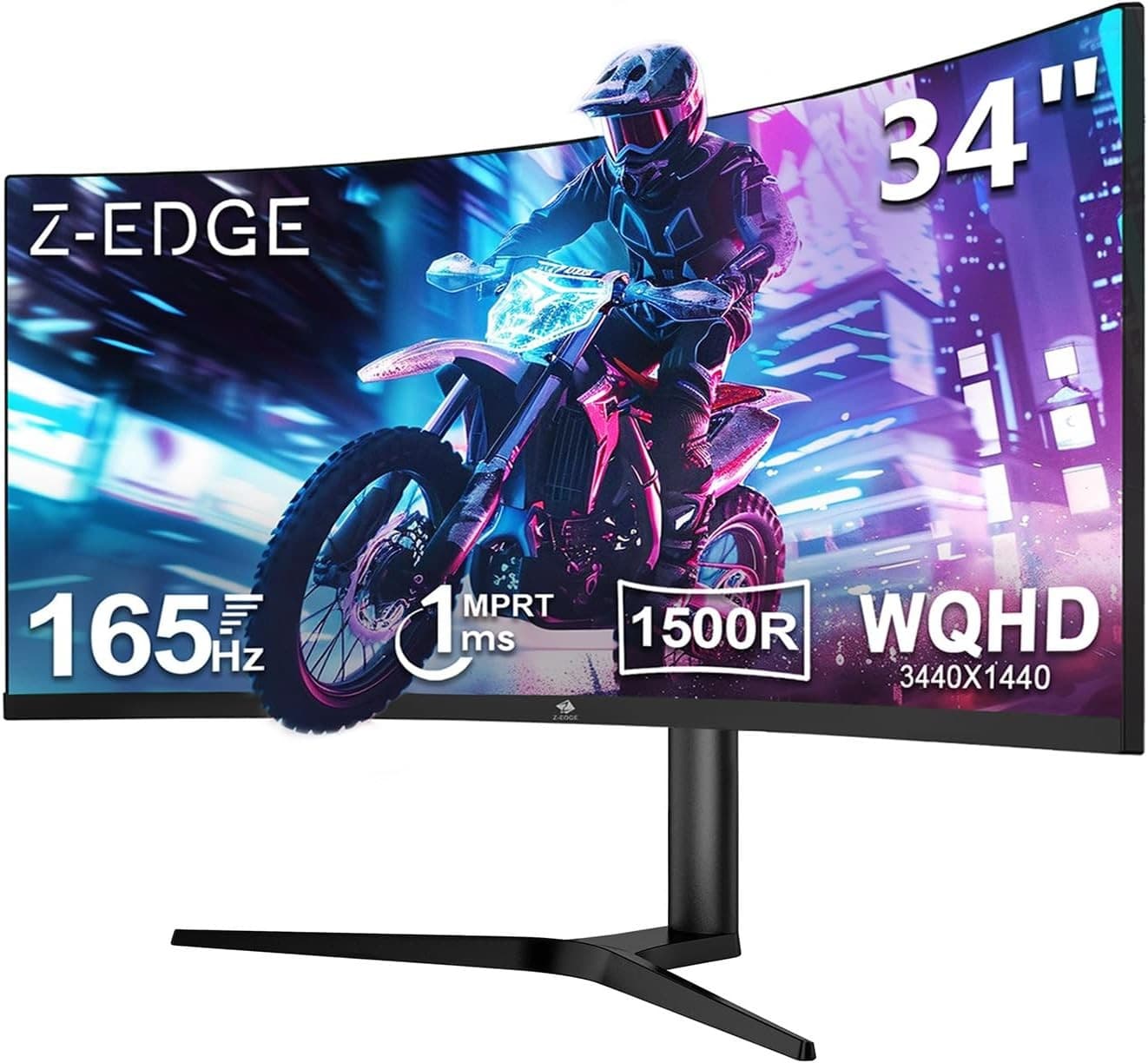 Z-Edge UG34 34" UWQHD 165Hz Gaming Monitor Black