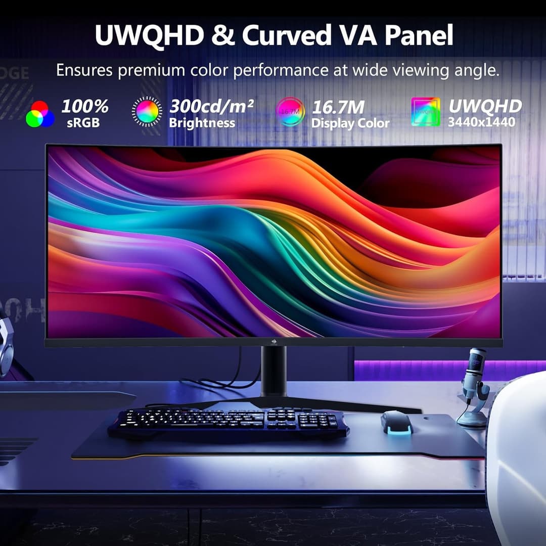 Z-Edge UG34 34" UWQHD 165Hz Gaming Monitor Black - Image 4