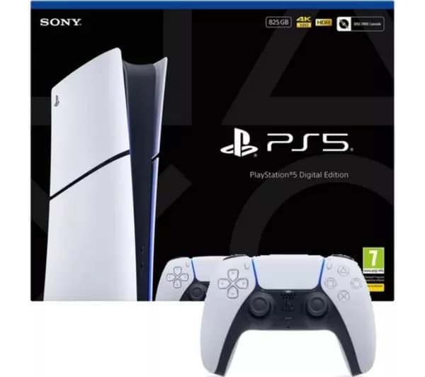 Sony PlayStation 5 Slim 825GB Digital Edition & Extra DualSense Controller Bundle - Image 1