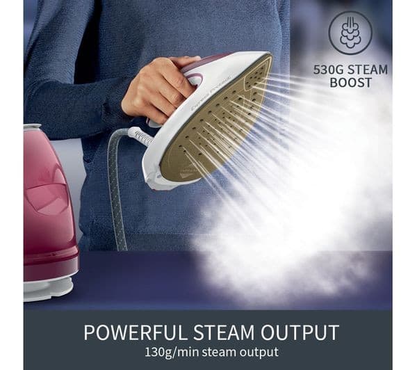TEFAL Express Protect SV9201 Steam Generator Iron - White & Burgundy - Image 3
