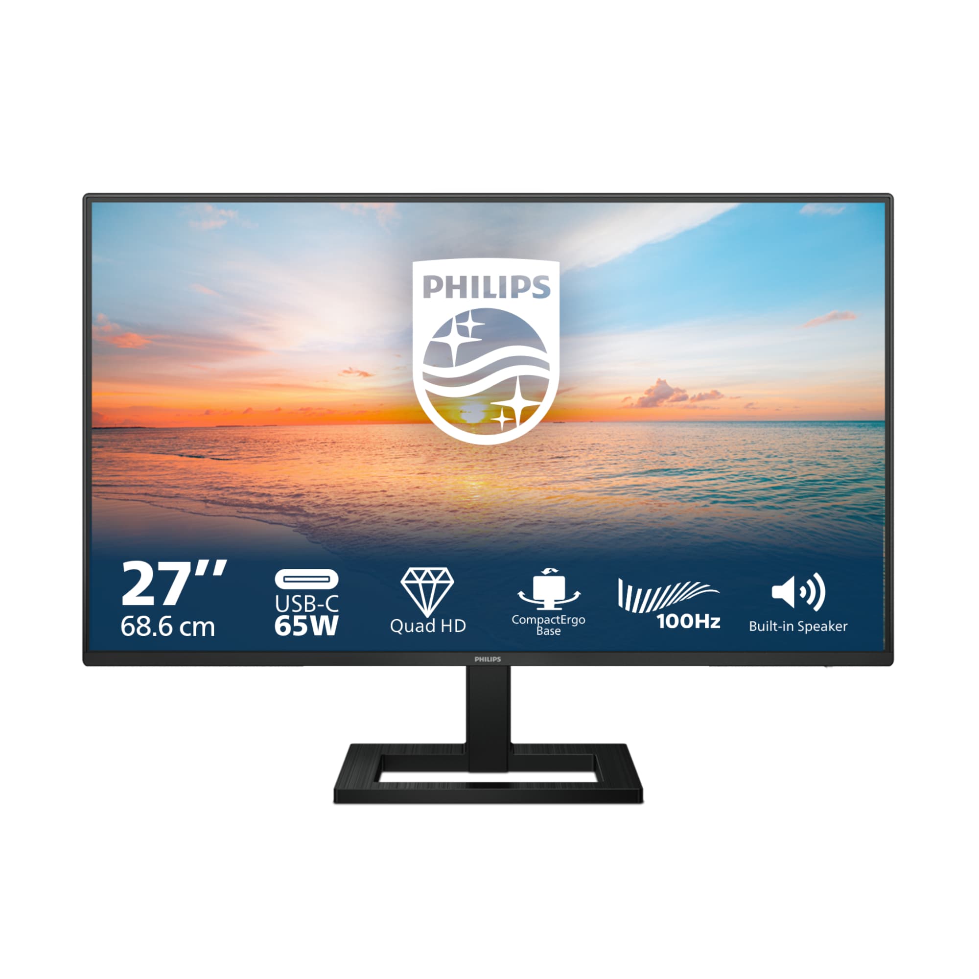 Philips 27E1N1600AE 27" IPS Quad HD 100Hz USB-C Height Adjustable Monitor with Speakers