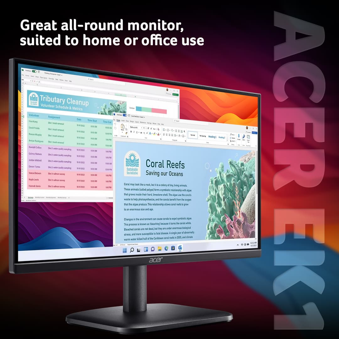 Acer EK221QHbi 21.5" Full HD 100Hz 1ms Freesync Zeroframe Design Monitor - Image 2