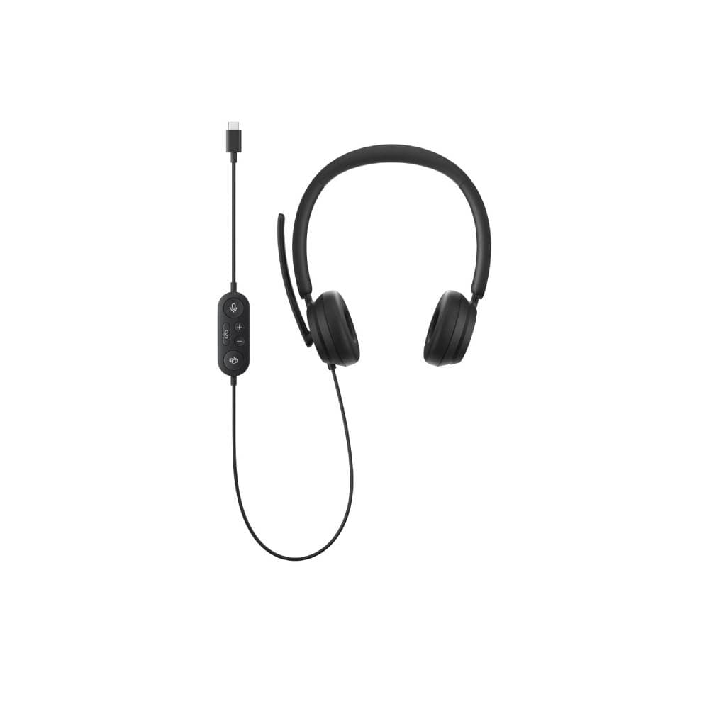 Microsoft Modern USB C Wired Headset Noise Reduction Boom Mic Black - I6N-00001