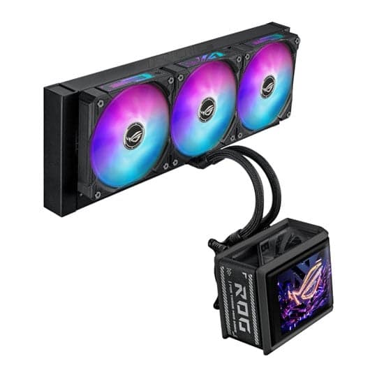 ASUS ROG Ryuo IV SLC 360 ARGB AIO Liquid CPU Cooler with 6.67" Curved AMOLED Display - Black - 90RC0151-B0EAY0 - Image 1
